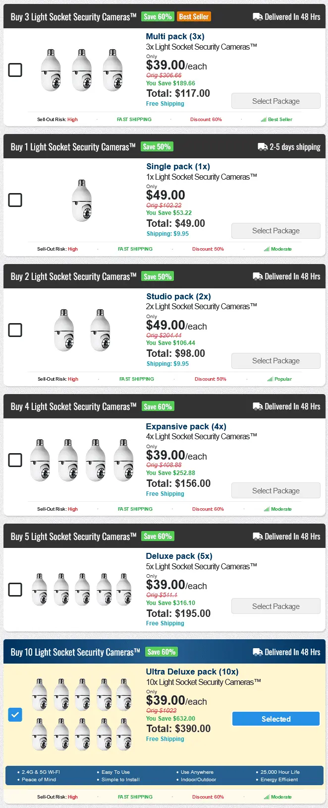 Light Socket Security Camera Price